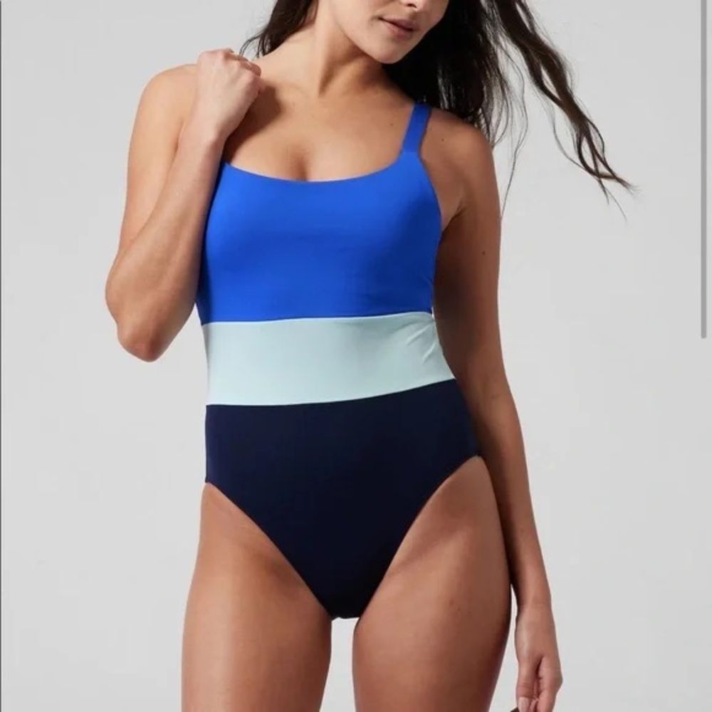Athleta Coastline One Piece Swimsuit Cerulean Blue Size XL
